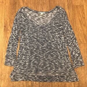 Joie Soft Blue White Sparkle Stripe Melange Marled Sweater Size Small